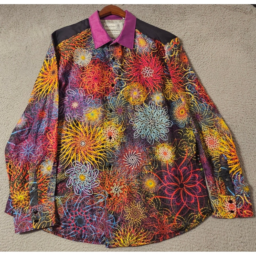 Robert Graham Ryan McGinness Silk Shirt Mens Sz 3XL Limited Edition Black Holes